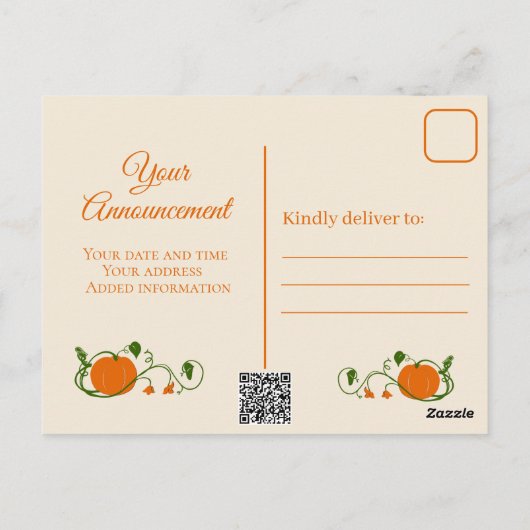 Pumpkin Vines Invitation Briefkaart (Achterkant)