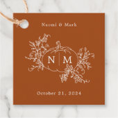 Pumpkin Vines Monogram Weddenschap Bedankjes Labels (Voorkant)