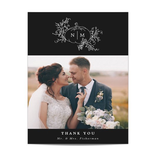 Pumpkin Vines Monogram Weddenschap Bedankt kaarten