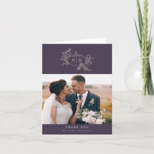 Pumpkin Vines Monogram Weddenschap Bedankt kaarten (Voorkant)