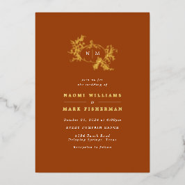 Pumpkin Vines Monogram Weddenschap Folie Uitnodigi Folie Uitnodiging