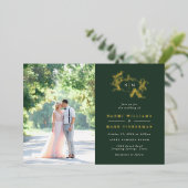 Pumpkin Vines Monogram Weddenschap Folie Uitnodigi Folie Uitnodiging (Staand Voorkant)