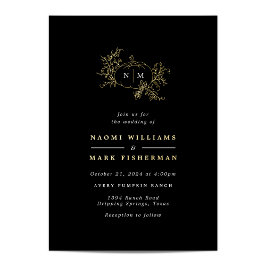 Pumpkin Vines Monogram Weddenschap Folie Uitnodigi Folie Uitnodiging
