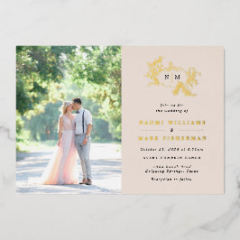 Pumpkin Vines Monogram Weddenschap Folie Uitnodigi Folie Uitnodiging