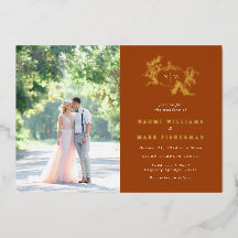 Pumpkin Vines Monogram Weddenschap Folie Uitnodigi