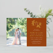 Pumpkin Vines Monogram Weddenschap Folie Uitnodigi Folie Uitnodiging (Staand Voorkant)