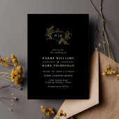 Pumpkin Vines Monogram Weddenschap Folie Uitnodigi Uitnodiging