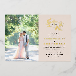 Pumpkin Vines Monogram Weddenschap Folie Uitnodigi Uitnodiging