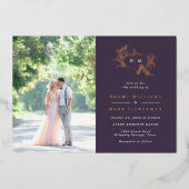 Pumpkin Vines Monogram Weddenschap Folie Uitnodigi Uitnodiging (Voorkant)