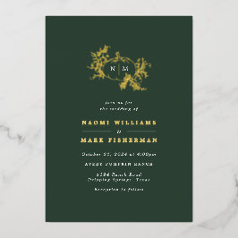 Pumpkin Vines Monogram Weddenschap Folie Uitnodiging