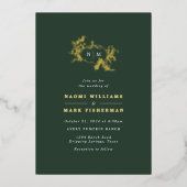 Pumpkin Vines Monogram Weddenschap Folie Uitnodiging (Voorkant)