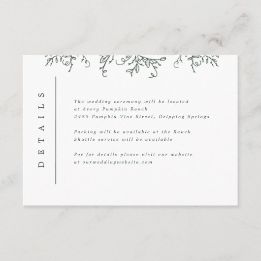 Pumpkin Vines Monogram Weddenschap Informatiekaartje (Voorkant)
