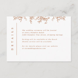 Pumpkin Vines Monogram Weddenschap Informatiekaartje