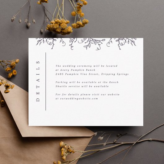 Pumpkin Vines Monogram Weddenschap Informatiekaartje