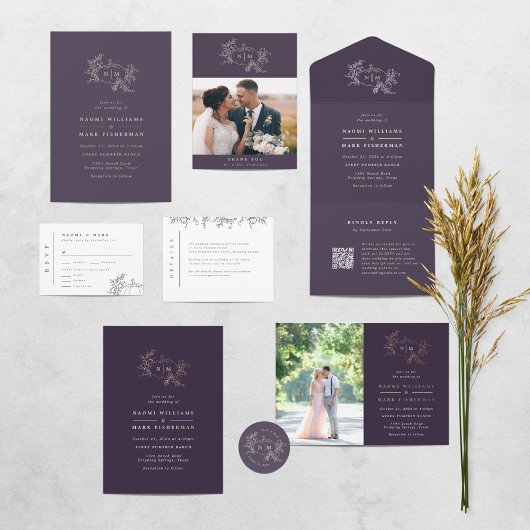 Pumpkin Vines Monogram Weddenschap Informatiekaartje