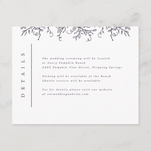 Pumpkin Vines Monogram Weddenschap Informatiekaartje (Voorkant)