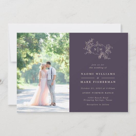 Pumpkin Vines Monogram Weddenschap Kaart (Voorkant)