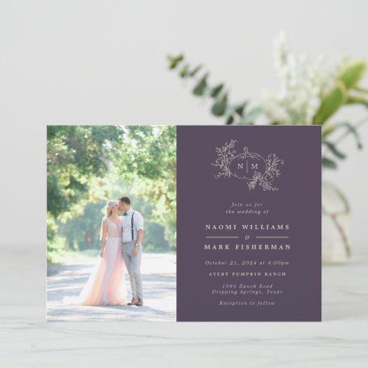 Pumpkin Vines Monogram Weddenschap Kaart (Staand voorkant)