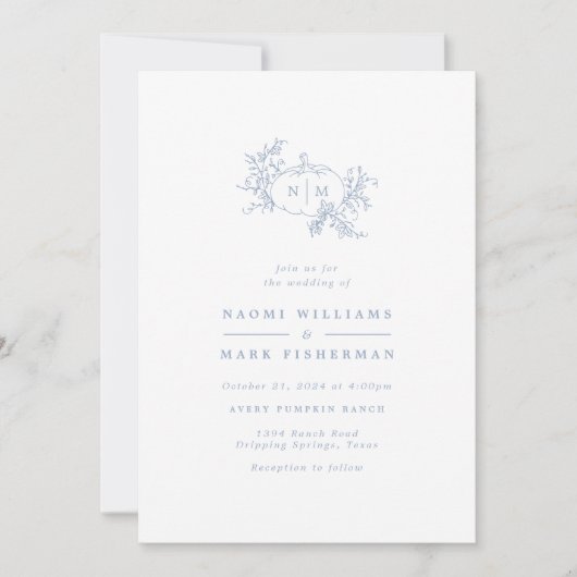 Pumpkin Vines Monogram Weddenschap Kaart (Voorkant)