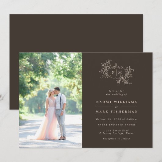 Pumpkin Vines Monogram Weddenschap Kaart (Voorkant / Achterkant)