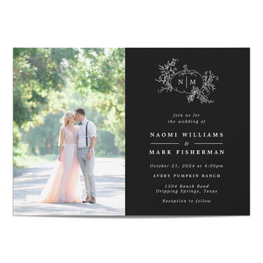 Pumpkin Vines Monogram Weddenschap Kaart