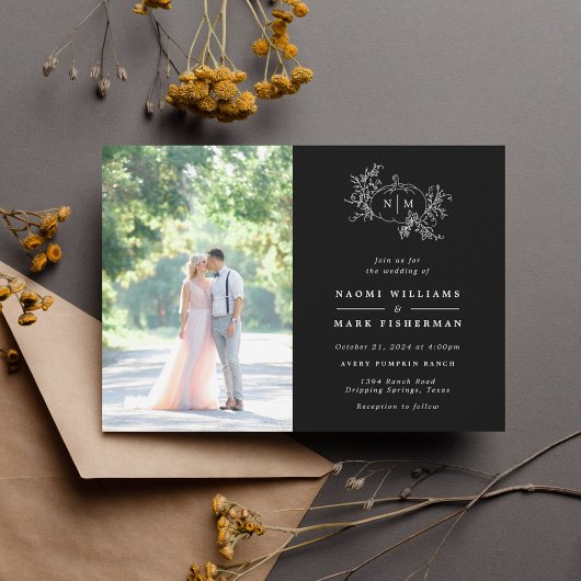 Pumpkin Vines Monogram Weddenschap Kaart