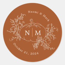 Pumpkin Vines Monogram Weddenschap Klassieke Ronde