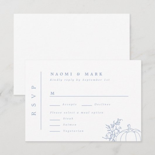 Pumpkin Vines Monogram Weddenschap RSVP Kaartje (Voorkant / Achterkant)