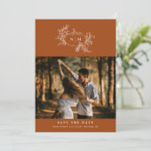 Pumpkin Vines Monogram Weddenschap Save The Date (Staand voorkant)