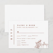 Pumpkin Vines Monogram Wedding RSVP Kaart (Voorkant / Achterkant)