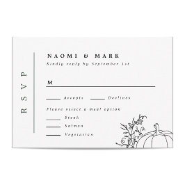 Pumpkin Vines Monogram Wedding RSVP Kaart