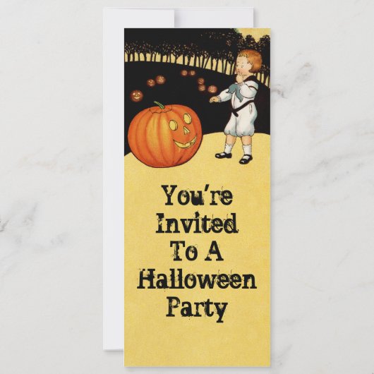 Pumpkin Vintage Halloween Uitnodiging (Achterkant)