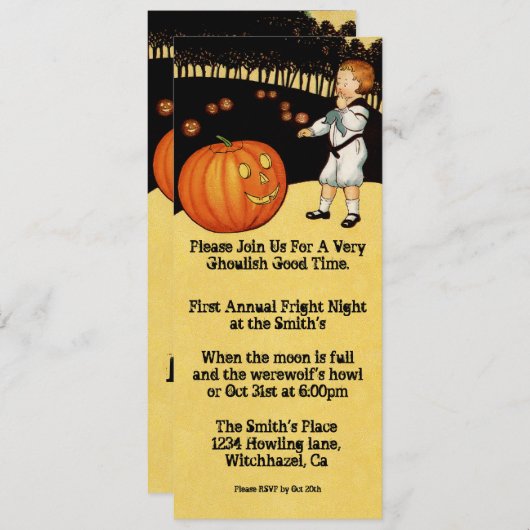 Pumpkin Vintage Halloween Uitnodiging (Voorkant / Achterkant)