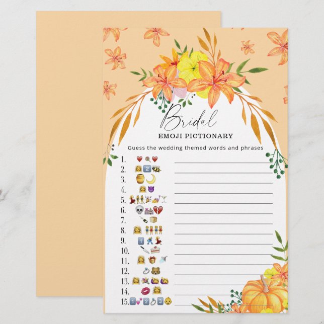 Pumpkin - vrijgezellenfeest emoji pictionary spel (Voorkant / Achterkant)