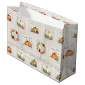 Pumpkin Waterverf Autumn Flowers in Fall Leaves La Groot Cadeauzakje (Voorkant Gekanteld)