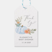 Pumpkin Waterverf Baby Boy Shower Bedankt Cadeaulabel (Achterkant)