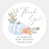 Pumpkin Waterverf Baby Boy Shower Bedankt Ronde Sticker (Voorkant)