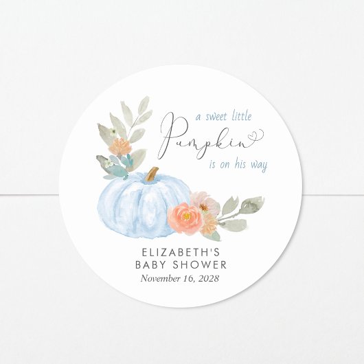 Pumpkin Waterverf Baby Boy Shower Ronde Sticker