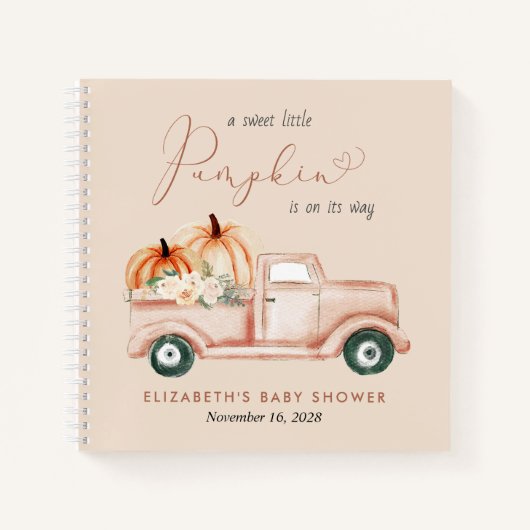 Pumpkin Waterverf Baby shower Gastenboek Notitieboek (Voorkant)