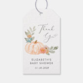 Pumpkin Waterverf Baby shower Hartelijk dank Cadeaulabel (Achterkant)