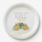 Pumpkin Waterverf Elegant Gourd Herfst Festival Papieren Bordje (Voorkant)