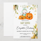 Pumpkin Waterverf Halloween Baby shower Kaart (Voorkant / Achterkant)