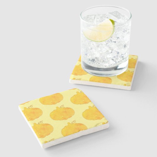 Pumpkin Waterverf Pattern Painting Square Stenen Onderzetter (Zijkant)