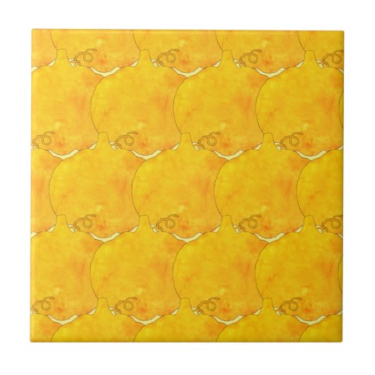 Pumpkin Waterverf Pattern Painting Tegeltje (Voorkant)