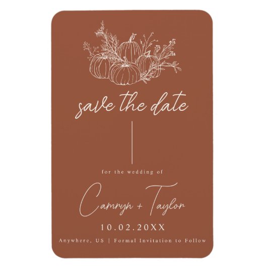 Pumpkin Wedding Save the Date Magneet (Verticaal)