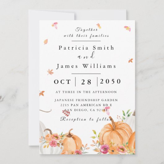 Pumpkin Wedding-uitnodiging Kaart (Voorkant)