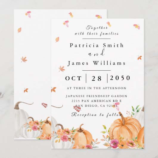 Pumpkin Wedding-uitnodiging Kaart (Voorkant / Achterkant)