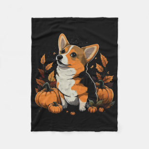 Pumpkin Welsh Corgi kostuum op Welsh Corgi Hallowe Fleece Deken