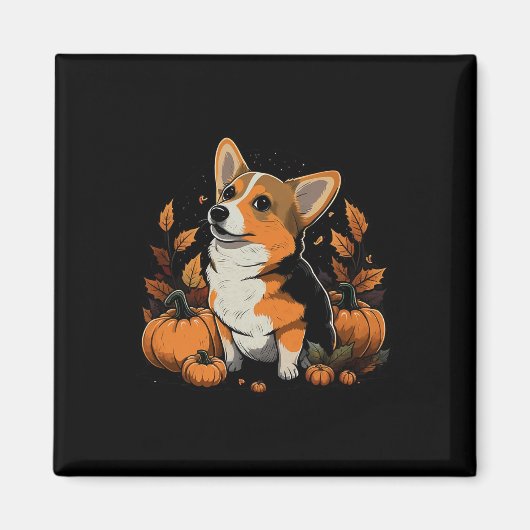 Pumpkin Welsh Corgi kostuum op Welsh Corgi Hallowe Magneet (Voorkant)