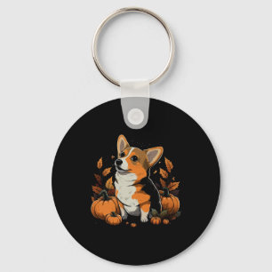 Pumpkin Welsh Corgi kostuum op Welsh Corgi Hallowe Sleutelhanger